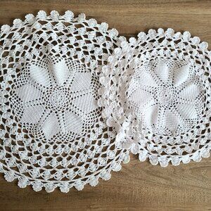 2 large round crochet handmade doilies.